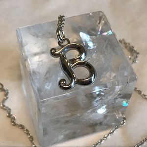 Initial Letter B Sterling Pendant Necklace